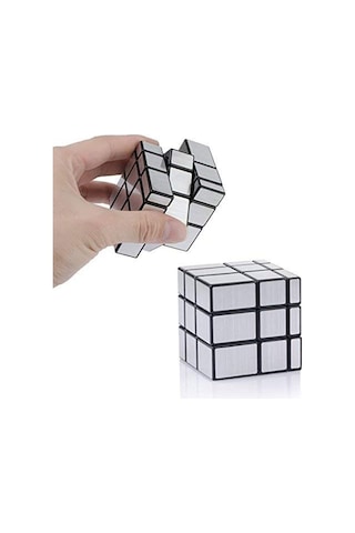 Geometrik Zeka Küpü 3x3 Farklı Şekiller Zor Bulmaca Zeka Oyuncakları Metalik Gri