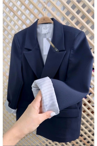Premium Kalite Marin Astarlı Double Kumaş Blazer Ceket Lacivert Lacivert