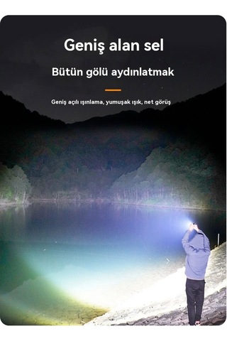 Jian Fan Yeni Yüksekışıklı El Fenerişarj Ultra Parlak Dışmekan Uzun Menzilli Beyaz Lazer Ultra Dayanıklıklıkok Fonksiyonlu El Feneri Siyah