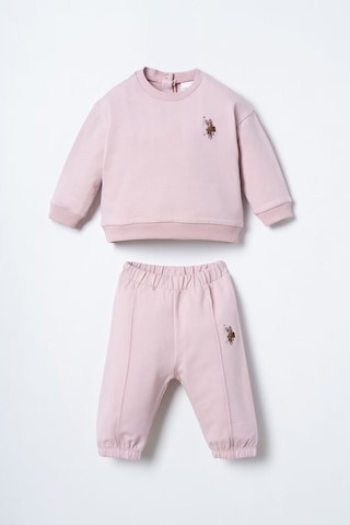 U.S. Polo Assn. Nakışlı Kız Bebek Pembe Uzun Kol Pijama Takım Usb3245-c-v3 Usb3245-c-v3