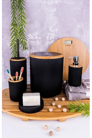 Bambum Lena - Banyo Seti Siyah 5 Parça Siyah