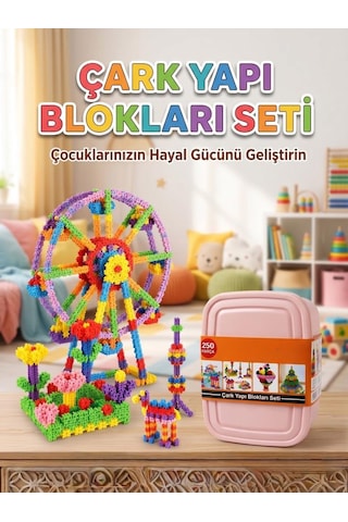 250 Parça Çarklı Saklama Kutulu Renkli Eğitici Zeka Geliştirici Yapı Oyuncak Seti