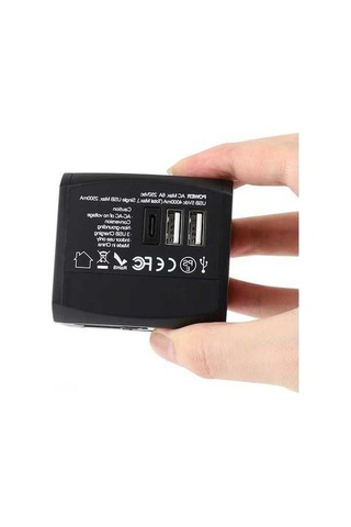 Sandwich Siyah Seyahat Evrensel Adaptörü - 2usb + Type-c Çevirici, Taşınabilir, 100-250v, 6a, 1200w Güçlü Performanslı Seyahat