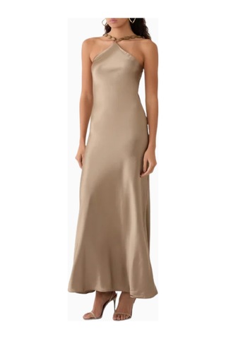 Staud Cadence Dress, Dar Kesim Şık Midi Elbise, Günlük Ve Özel Günler Bej
