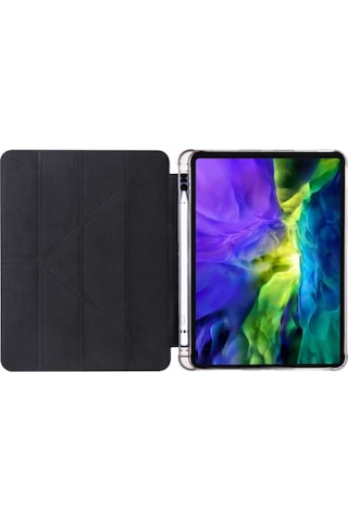 Apple Uyumlu iPad 10.5 Inc 7. Nesil Kılıf Kalemlikli Premium Standlı Katlanabilir Kılıf Trifolding Kılıf
