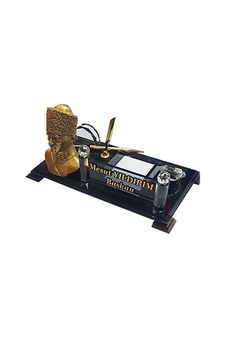 Kristal Masaüstü Kalemli İsimlik Ofis Makam M215 Ataturk