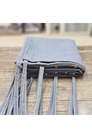 Ceylan Home Balkon Perdesi Brandası Bağcıklı Ölçü Seçenekli Düz Gri Gri