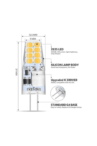 G4 Led Sıcak Beyaz, 10 G4 Led Ampul 12v, 3w Sıcak Beyaz 3000k 16x 2835 Smd 35w Halojen Ampulü Değiştirin, Titreşimsiz, G4 Akkor Ampul 350 Lümen, 360 Işın Açısı