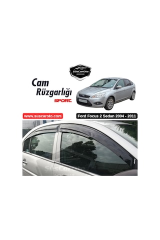 Ford Focus 2 - 2.5 Sedan 2004-2011 Uyumlu Mugen Cam Rüzgarlığı Seti Piano Black 4'lü İthal (00) (ŞüsCarOto Aksesuar)