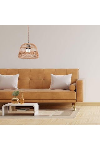 Suntek Magideal Rustik Rattan Örgü Retro Avize Işık Kapağı Ev Sarı