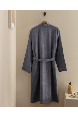 Madame Coco Maynor %100 Pamuk Floşlu Unisex Bornoz - Mavi 8684427305973 Çok Renkli