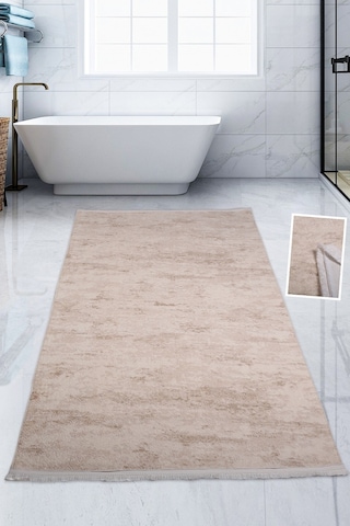 Nova Krem 120x180 Cm Büyük Ebat Banyo Paspası Spor Saçaklı Kaymaz Krem