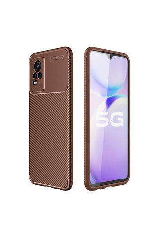 Vivo V21e Kılıf Zore Negro Silikon Kapak Kahverengi