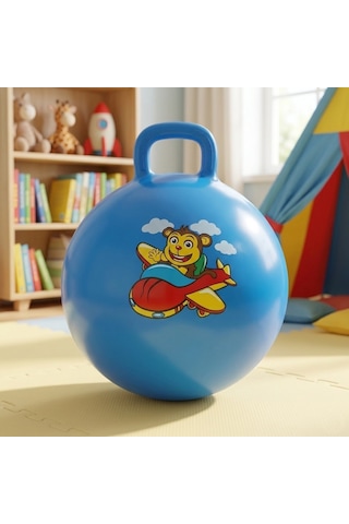 Nk Spor 55 Cm Lacivert Zıp Zıp Pilates Topu - Tutma Saplı Zıplama Topu - Çocuk Ve Yetişkin Için Kondisyon Topu-kulplu Egzersiz Ve Oyun Topu Anti-burst