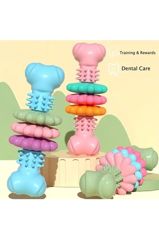 Elmpaly Süper Dayanıklı Pembe Kemik Köpek Diş Oyuncağı, Güçlü Çiğneyenler İçin