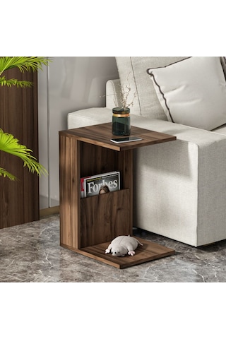 Bono Tekerlekli C Sehpa - Ceviz Ceviz