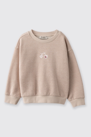 Panço Kız Çocuk Nakışlı Sweatshirt Bej