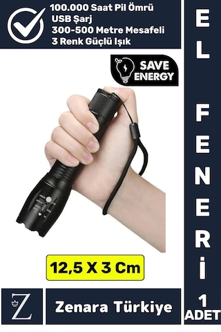 Profesyonel Kamp Avcı Güvenlik Okul Deprem Balıkçı Güçlü Işık 3 Mod Aydınlatma Şarjlı Mini El Feneri Çok Renkli