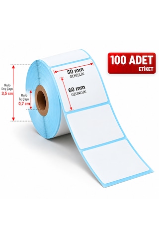 Ventus 50mmx60mm Termal Etiket 1 Rulo 100 Etiket