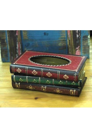 Sones Retro El Çizimi Kitap Stili Mendil Kutusu Kılıfı Kırmızı