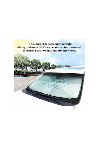 Araç Oto Katlanabilir Şemsiye Ön Cam Güneşlik 145 CM-79 CM