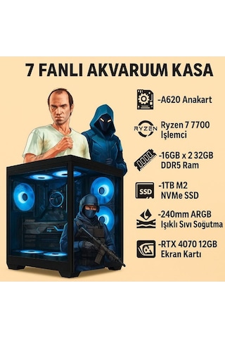 Ramtech PROXY R7-7700 32 GB 1 TB M.2 SSD 12 GB RTX4070 Free Dos Masaüstü Oyuncu Bilgisayarı