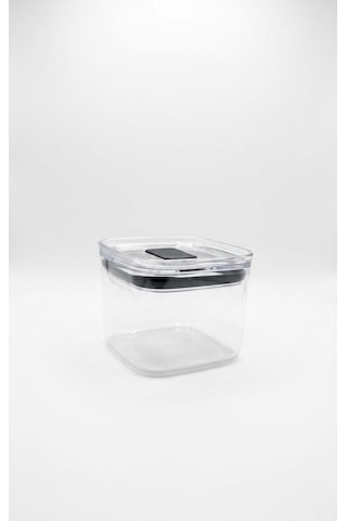 Fresh Hava Geçirmez Kare Plastik Erzak Kabı 700 Ml - Vakumlu Tek Tuş Kapaklı Şeffaf Plastik Bakliyat, Un Ve Şeker Saklama Kabı, Bpa İçermez 10,5x10,5x9cm