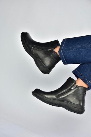 Fox Shoes V398577603 Siyah Hakiki Deri Kadın Bot Siyah-hakiki Deri