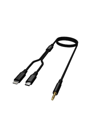 Linktech A204 Type-c + Lightning - 3.5mm Aux Kablo 1.20M Siyah