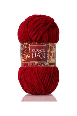Kürkçü Han Kadife 100 G 95 M Örgü İpi Khkad Koyu Kırmızı