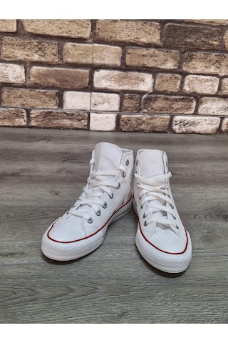 Yarım Bilek Kot Keten Bağcıklı Günlük Rahat Esnek Düz Şeffaf Taban Bez Ayakkabı Sneaker Beyaz
