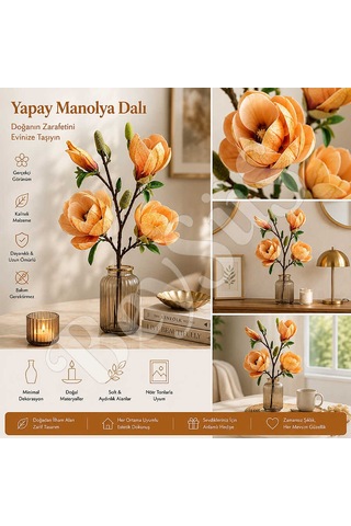 Yapay Manolya Buketi 90 Cm Turuncu