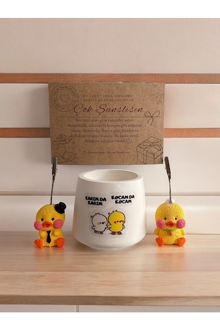 Komik Karımda Karım Kocamda Kocam Temalı Komik Karikatür Baskılı Ve Civciv Not Tutacağı Hediyelik