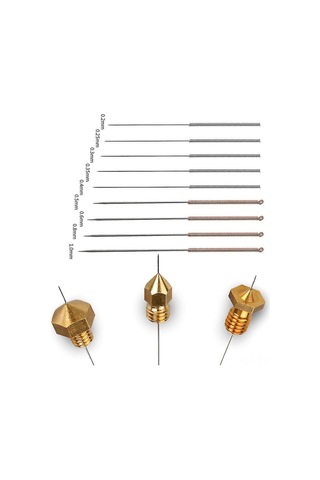 Teltree 9'lu Paslanmaz Çelik İğne Seti - 0.2mm'den 1mm'ye Kadar Fdm 3d Yazıcı Nozzle Temizleme Aracı