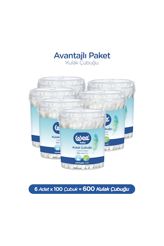 Wee Baby 100'lü Bebek Kulak Çubuğu (100x6 600 Adet)