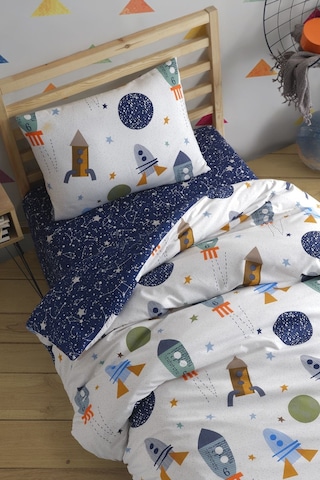 Enlora Home Kolay Ütülenir Nevresim Takımı Tek Kişilik Spacex Lacivert