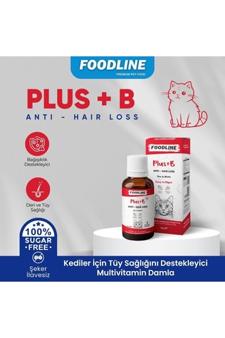 Kediler İçin Plus +b Damla 50 Ml, Tüy Sağlığını Destekleyici Biotinli Multivitamin