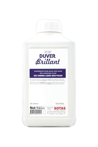 Duver Brillant 1 Kg Kendinden Parlaklık Sağlayan Natural Renk Sıvı Ayakkabı Cilası Renksiz