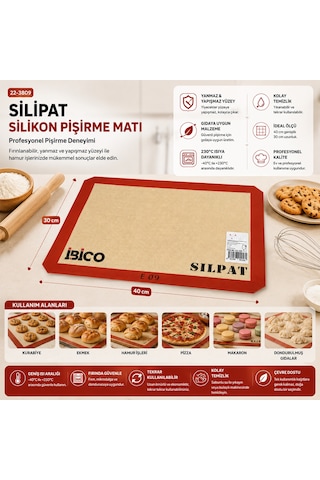 Silikon Fırın Pişirme Matı 30x40 Cm Düz Renkli