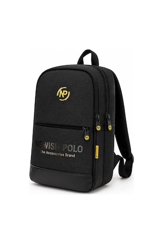 Newish Polo Unisex Minimal Sırt Çantası Laptop Bölmeli Şehir İçi Kullanım - New406 Siyah