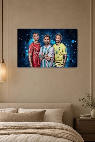 Fida Ronaldo Messi Neymar Milli Formalarla Canvas Tablo Çok Renkli