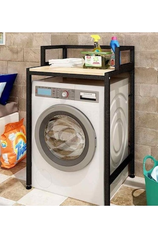 Umutpark Metal Ayaklı Çamaşır Makinası Üstü Raf. Siyah