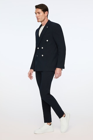 Morven Erkek Lacivert Poliviskon Trend Desenli Slim Fit Sivri Yaka Kruvaze Takım Elbise 26ms001018200 Lacivert