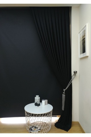 Taç Soft Siyah Fon Perde (481097295) Siyah