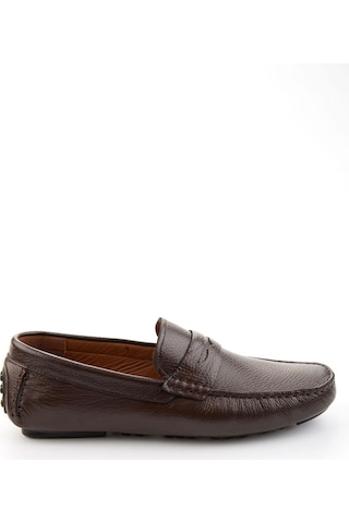 Bambi Kahve Hakiki Deri Erkek Loafer Ayakkabı E01547009740 Kahve