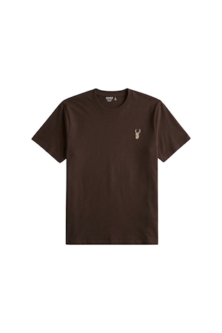Genius Store Erkek Siyah Tişört %100 Pamuk Süprem Basic Tişört Bisiklet Yaka Nakışlı T-shirt Erkek-2li Bordo-kahverengi