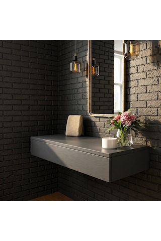 Mdf Makyaj Masası Ve Dresuar 80x30 Cm Çekmeceli Modern Tasarım Antrasit