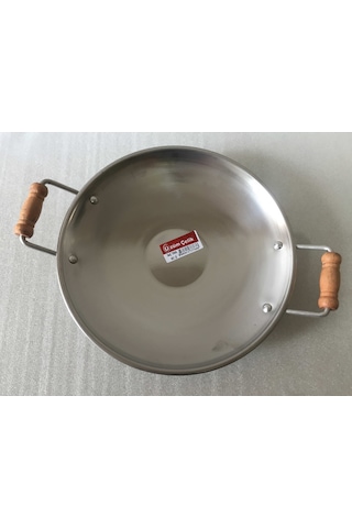 Kavurma Sacı - No:2 -32 CM - Krom Çelik - Ahşap Kulplu - Sac Tava