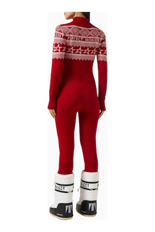 Perfect Moment Star Intarsia Merino Yün Tulum, Lüks Kış Stili Ve Fonksiyonel Şıklık Kayak Montu Kırmızı