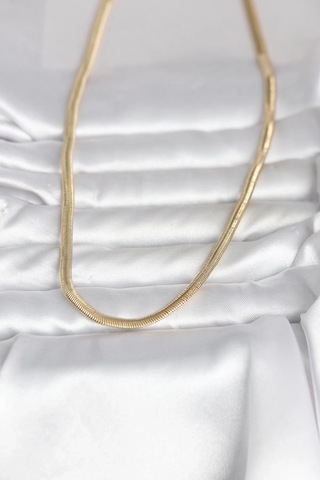 Ceylan Adam Cm 14k Gold Renk Yassı Yılan Zincir Model 45 Cm Kadın Kolye Çok Renkli